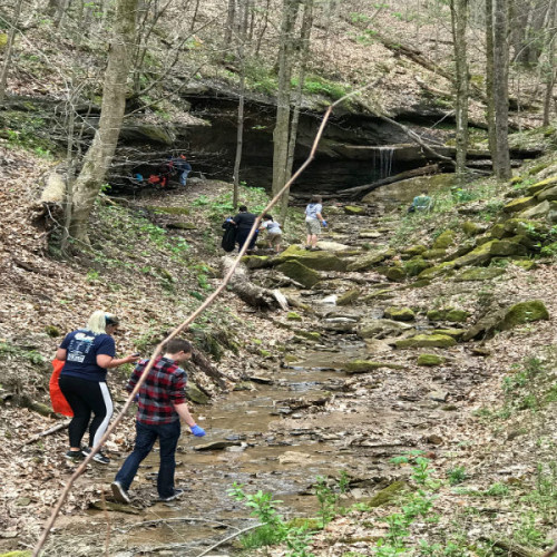 Clean-up on Earth Day at the water fall